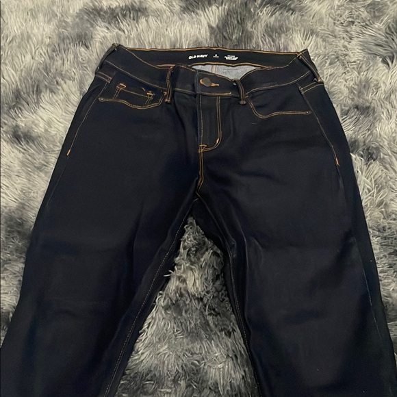Old Navy mid rise power slim straight dark blue jeans - Picture 3 of 3